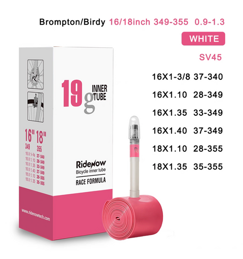 Ridenow 16"-18" 349-355 Ultralight Bicycle Inner Tube