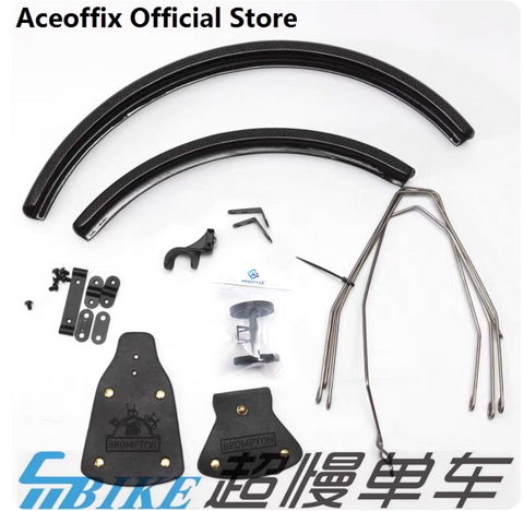 ACE All Black Carbon Mudguard + Leather Flap + Titanium Stays Set for C Line