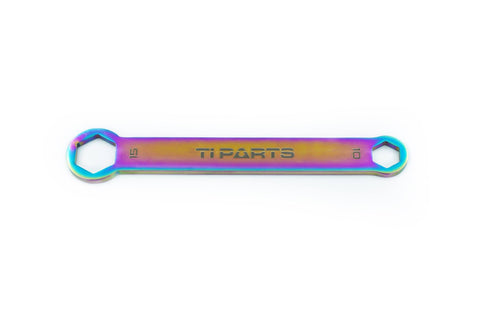 Ti Parts Workshop Closed Double Ended Titanium Wrench 10 & 15mm