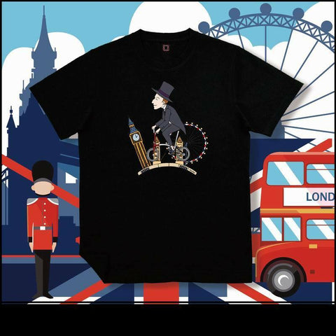 F+ Brompton Bicycle Travel Around the World London T-Shirt