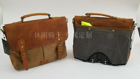 Fantastic4 Retro Style Leather Front Bag for Brompton Bicycle