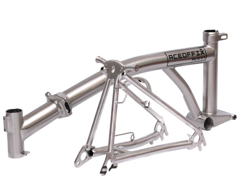 Aceoffix Nickel-plated Chromoly Steel Frame / Triangle / Fork / Stem Set for Brompton Bicycle