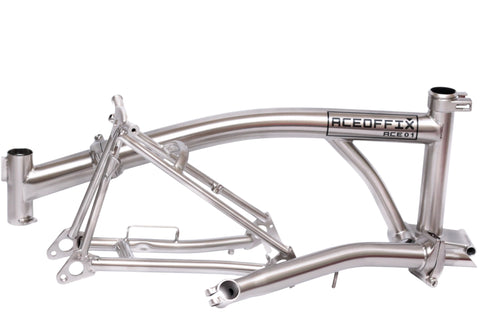 Aceoffix Nickel-plated Chromoly Steel Frame / Triangle / Fork / Stem Set for Brompton Bicycle