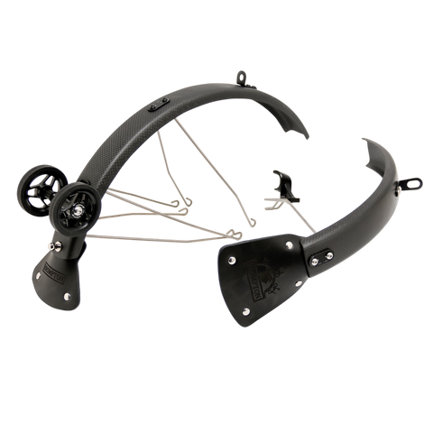 ACE All Black Carbon Mudguard + Leather Flap + Titanium Stays Set for A/C/E/P Line