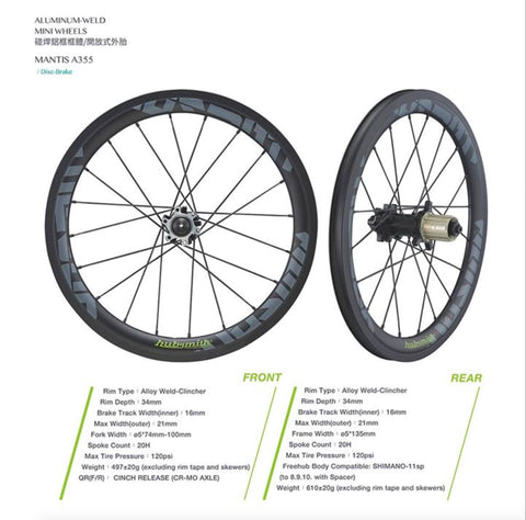 Hubsmith Mantis A355 18" Wheelset for Birdy Bicycle