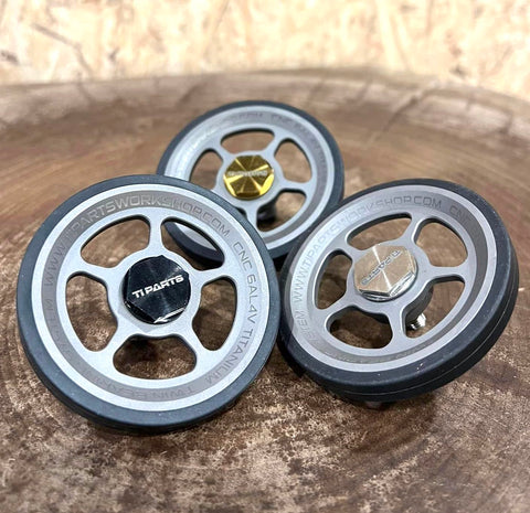 Ti Parts Workshop Titanium Matte Grey Color Eazy Wheels for Brompton Bicycle