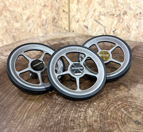 Ti Parts Workshop Titanium Matte Grey Color Eazy Wheels for Brompton Bicycle