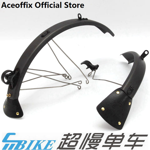 ACE All Black Carbon Mudguard + Leather Flap + Titanium Stays Set for A/C/E/P Line